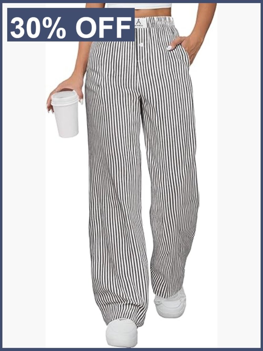 Women's Gingham Striped Lounge Pajama Bottoms with Pockets